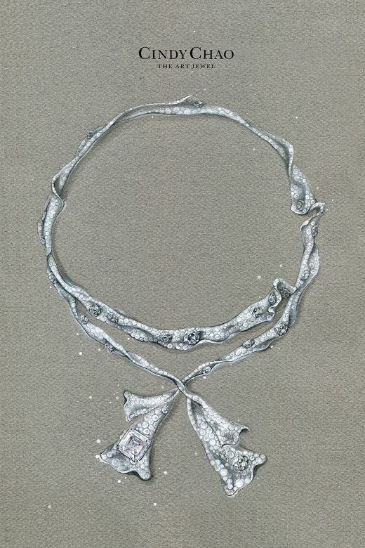 丝巾缎带套链手绘